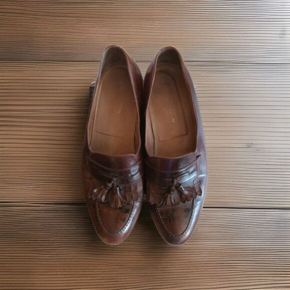 Nordstrom Mens Dress Shoes 10M Brown Leather Tassel Loafers Slip On Classic - Picture 1 of 10